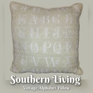 Rare Southern Living Vintage Embroidered Alphabet Decorative 15x15 Throw Pillow